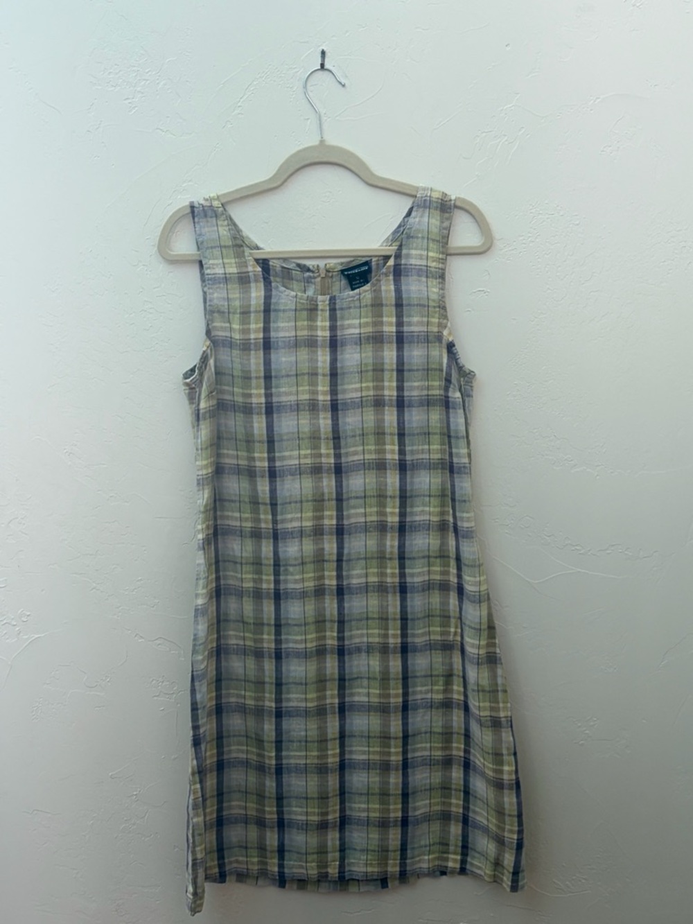 Patagonia Sleeveless Plaid Midi Dress in Blue and Green